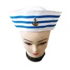 Berets Fashion White Captain Sailor Hat Fancy Cosplay Marine Marine Cap для Travel Beach Dance Bar