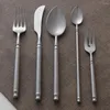 Dijkartikelen sets retro flatware western steak mes gladde randen ontworpen fork servies Keuken keuken