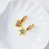 Hoopörhängen smycken för kvinnor 2022 Piercing Star Heart Colorful Zircon Woman Earring Accessories Bijouterie Female Hoops Gift