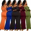 Trainingspakken haoooohu plus size dames kleding tweedelig sets outfits casual slip lange mouw crop top en brede been broek stedelijk