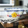 Ciotole Zuppa di noodle in ceramica europea Insalatiera Farfalla Amore Fiore Carino Quadrato rotondo Sotto stoviglie smaltate per la casa