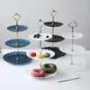 Plates 3 Tier Cake Stand Style European Fruit Tray Snack Candy Wedding Party Multi Layer Plastic Three-tier Platters Trays
