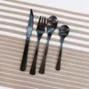 Dinnerware Sets Knife Fork Spoon Hammer Point And Steak Black Soup Ladle Western Restaurant Plated Tableware