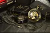 Pocket Watches steampunk luxury moda antigo esqueleto preto relógio mecânico homem colar de corrente