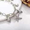 Anklets Women Silver Color Starfish Design With Shells Pendants Beach Style Leg Chain Ankle Bracelets Ladies Jewelry Accessories