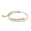 Charmarmband 4 st/Set Gold Leaf Crystal Armband Bangles For Women Korean Simple Link Chain Olive Branch Statement Armets