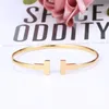 Dubbelt "T" Armband Modedesignerarmband Rostfritt stål berlock guld kärleksarmband pour hommes charm armband braccialetto och bröllopssmycken för kvinnor