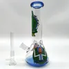 20CM 8 pouces Heady Bong Verre Bong Blue Tip And Bottom Pickle Wasp Hookah Water Pipe 14mm Down tige et bol 2 en 1 prêt à l'emploi