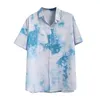 Casual shirts voor heren gewoon wit shirt mannen lente zomer single breasted revers revers full print strand korte kleding mode t