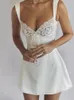 Casual Dresses Elegant Classy Satin Mini Women Wedding Guest Cocktail Party Outfits Sexy Chest Lace Padded A Line White Dress