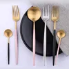 Dijkarts sets tafelwerk set zilveren hoogwaardige zwart gouden diner steak mes lepel vork flatware voorware voorgift cadeau western keukengadget