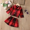 Roupas Conjuntos 2022 Chrismtas Kid Girls Plaid Printe