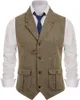 Men's Vests Mens Casual Suit Vest Notch Lapel With Two Pockets Herringbone Waistcoat For Wedding Groomsmen Men