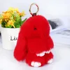 Keychains 14cm Söt pluffnyckelring Rex Fur Key Chains For Women Bag Toys Doll Fluffy Pom Lovely Pompom Keyring