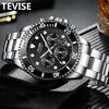 Tevise Fashion Automatic Mens Watches Rostfritt stål Men Mechanical MristWatch Date Week Display Man Clock With Box289J