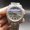 Iced out luxe hommes montre en diamant top mode argent hip hop rap style montres entièrement automatique double calendrier sport watch1532