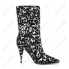 Heellover New Fashion Women Winter Mid Calf Boots Spike Heels Pointed Toe Elegant Black Party Shoes Ladies Us Maat 5-13