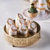 Matrimonio di lusso Decorazione per feste di compleanno Puntelli Rotondo Porta torta in metallo con fiore cavo Dessert Cupcake Pasticceria Espositore per vassoio