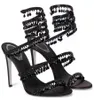 تصميم فاخر امرأة صندل سيدة عالية الكعب رينس ملابس النساء حذاء الثريا من الجلد R-C صندل سوداء الصندل حفل زفاف 35-43