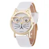 Fashion Lovely Cat Women's Quartz armbandsur Leahter Lady Dress Watches Armband Watch Relogio Feminino Students Clock331E