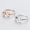 Cluster Rings Double Hollowed-out Heart Shape Ring Minimalist Genuine 925 Sterling Silver For Women Fashion Valentine's Day Gift