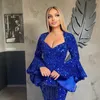 Royal Blue Sequin Mermaid aftonkl￤nning 2023 Front Slit Split Party Night Vestidos de Noite Arabiska formella prom kl￤dkvinnor kl￤nningar