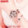 Dom Women Quartz Watches Stylish Fashion Diamond Female Wristwatch Luxury Brand Waterproof Watch Women Gold G-1258GK-9MF301L