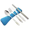 Servis uppsättningar 4 st/set rostfritt stål gaffel skedhackpinnar rese camping cutslyverktyg bordsartiklar