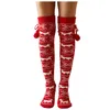 Vrouwen sokken cartoon koraal fluweel knie dame mooie warme comfortabel dikke lange winter schattige gestreepte kerstkousen