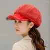 Berets Winter Octagonal Hats For Women Fashion High Quality Patchwork Plush Beret Lady Keep Warm Cap Outdoor Casual Painter Hat
