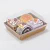 Cadeau cadeau 100pcs Sandwich Box Salade Dessert Gâteau Boîtes d'emballage avec couvercles en plastique transparent Kraft Carton Papier Wen4683