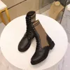 2023 الفاخرة مصمم النساء روكوكو حذاء أسود جلد السائق مع تمتد النسيج سيدة القتالية الكاحل التمهيد المطاط الوحيد جورب أحذية رياضية
