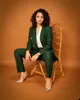 Celebrity Women Blazer Suits Green Stripes Custom Made Evening Party Formal Birthday Work Wear 2 Pieces