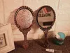핸드 헬드 메이크업 미러 로맨틱 빈티지 핸드 Zerkalo Gilded Handle Oval Round Cosmetic Mirror 메이크업 도구 드레서 선물