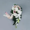 Fleurs décoratives bouquet de mariage nuptiale tir maison fleur artificielle soie rose lys