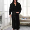 Men's Sleepwear Chic Plush Bathrobe Ankle Length Robe Pajamas Long Sleeve Soft Men Coral Fleece Bath Anti-freeze