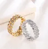 8 -миллиметровое кубинское звеное кольцо 18 тыс. Золото покрыто Bling CZ Symedule Diamond Hip Hop Ring для мужчин женщин