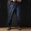 Jeans masculinos Cargo masculino Loose Jean Troushers Multi Pockets Straight Casual Motorcycle Pants para masculino Plus Size 29-44