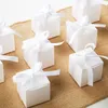 غلاف هدية 100pcs حلوى مع شريط أبيض 5x5x5x5cmggift الحفل الحزب لصالح ديي الشوكولاتة لعيد الزفاف