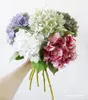 Dekorativa blommor grossist 3D Hi-Q Artificial Hortensea High Simulation Silk Hydrangeas Fake Macrophylla 10st/Lot