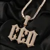 Retro A-Z Custom Glitch Letters Anhänger Halsketten 18K echt vergoldet Hip Hop Schmuck