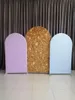 Party Decoration 3Pcs Arch Shape Tension Fabric Backdrop Wedding Birthday Stand Purple Gold Glitter Custom Backdrops