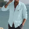 Camicie casual da uomo Mock Tees Uomo Moda uomo semplice cotone e lino T-shirt bavero con stampa piccola tuta natalizia bianca