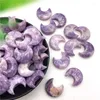 Decorative Figurines 1/2pcs Natural Lepidolite Purple Mica Moon Shaped Crystal Polished Stones Healing Decor Gift Craft And Minerals