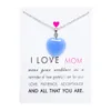 Fête des mères amour maman coeur pierre lumineuse pendentif bleu vert lueur lumière dans le noir collier pour la fabrication de bijoux avec carte