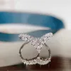Anelli da matrimonio Design di moda Donne anelli di dito v Accotta da sposa elegante a forma di gioielli alla moda di cristallo CZ