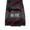 Halsband svartrött randigt sidenbröllop slips för män handky manschettlänk gåva slips mode affärsfest droppar hi slips designer 221231
