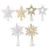 Christmas Decorations Tree Top Plastic Golden Onion Powder Fancy Twinkling Pointed Five Light Decoration Star Snowflake Anti-skid And N0G6