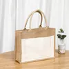 Storage Bags Grocery Bag With Side Pocket Shopping Handbag Gift Linen Beach