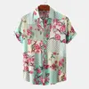 Men's Casual Shirts Summer Men Print T-Shirts M-XXXL Turn-Down Collar Beach Style Loose Lingerie Jacket Home Coat Clothes Nightwear